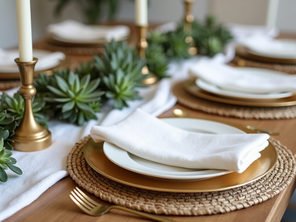 Elegant table setting with placemats and centerpiece