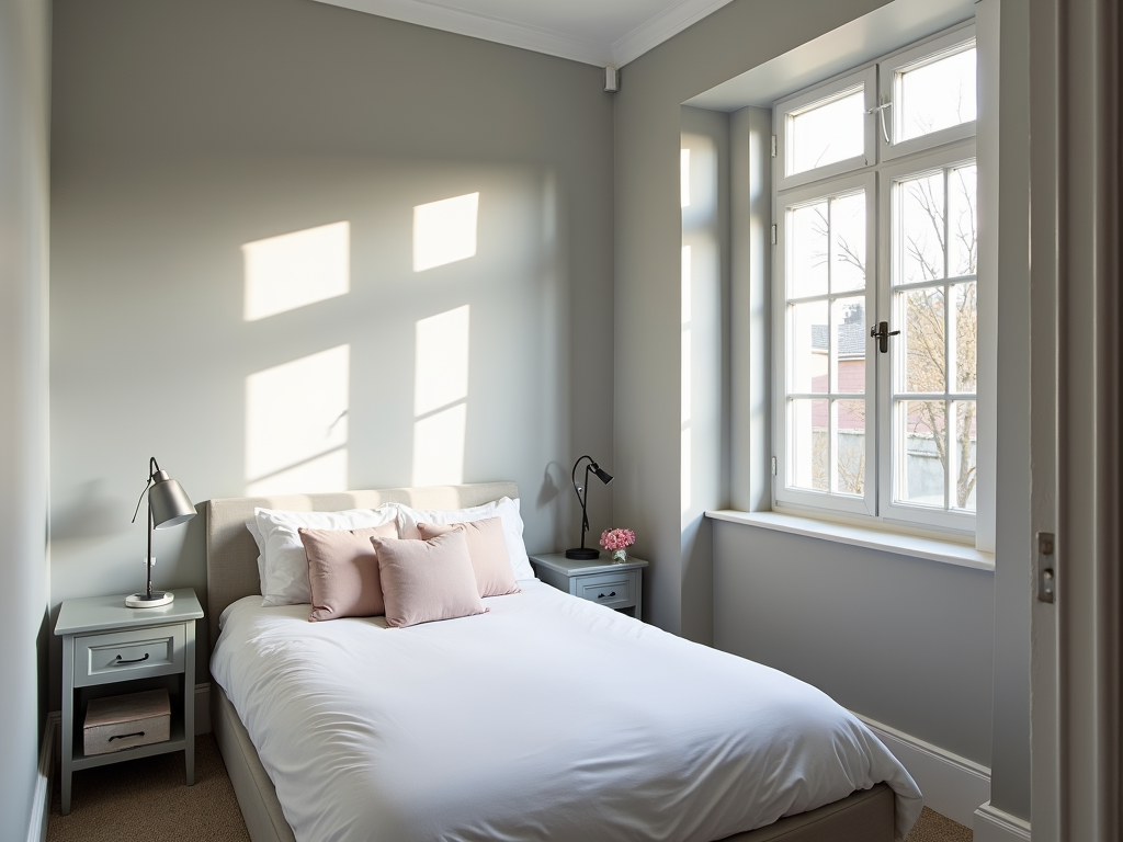 Small bedroom made spacious with light colors