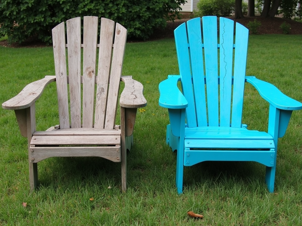 Wooden vs. recycled plastic chair after weather exposure