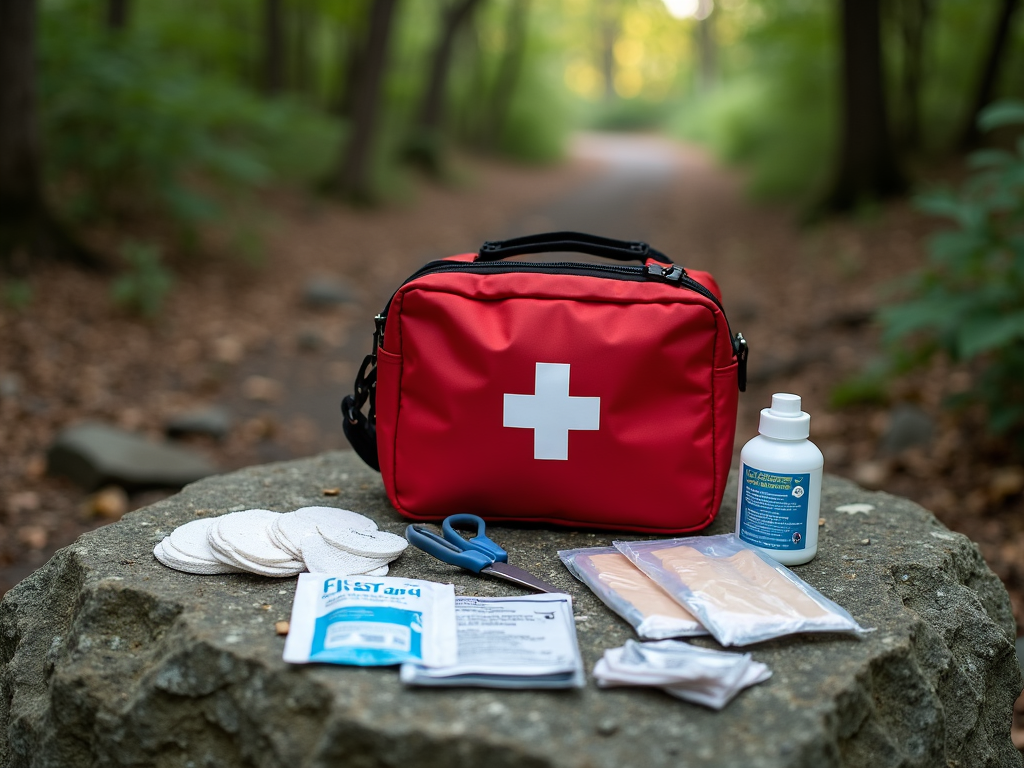 A well-stocked first aid kit ready for outdoor adventures.