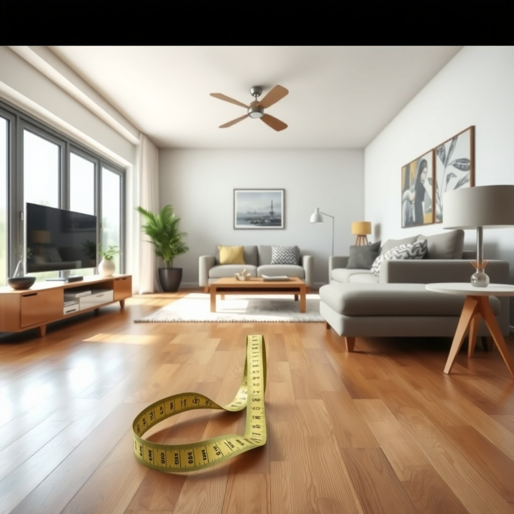Measuring a living room space before arranging furniture