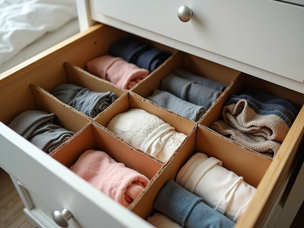 Drawer with DIY cardboard dividers