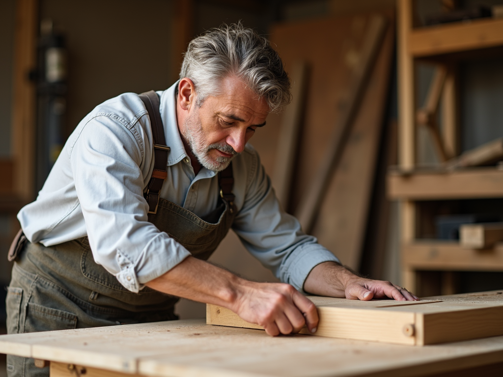 Craftsman constructing furniture with attention to detail