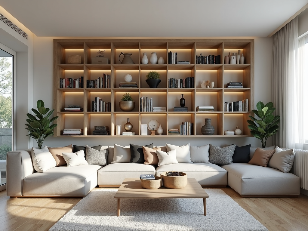 Cube shelves in a grid layout