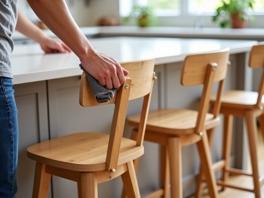 Cleaning wooden bar stools