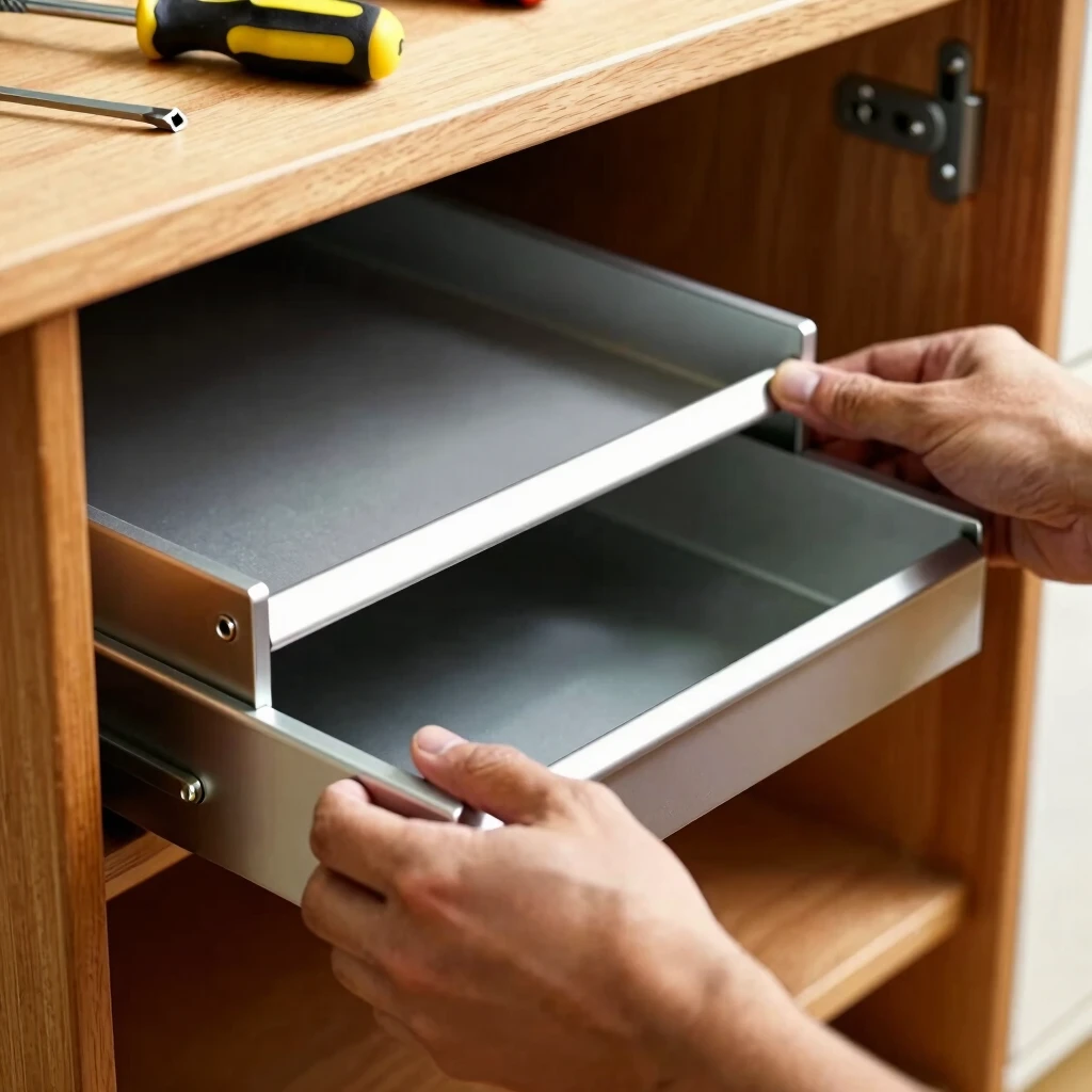 Installing pull-out organizer in a wooden cabinet