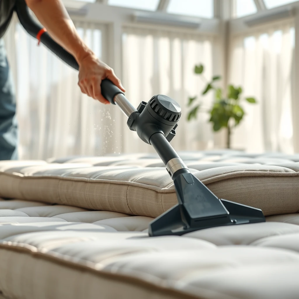 Vacuuming and deodorizing a futon mattress with baking soda