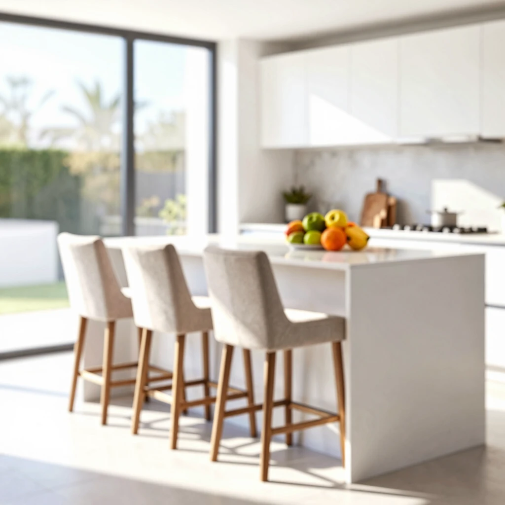 Modern kitchen island with comfortable bar stools