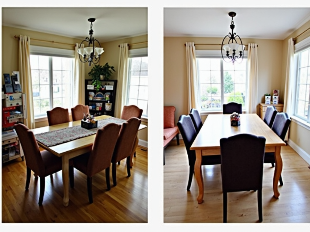 Before and after dining space transformation