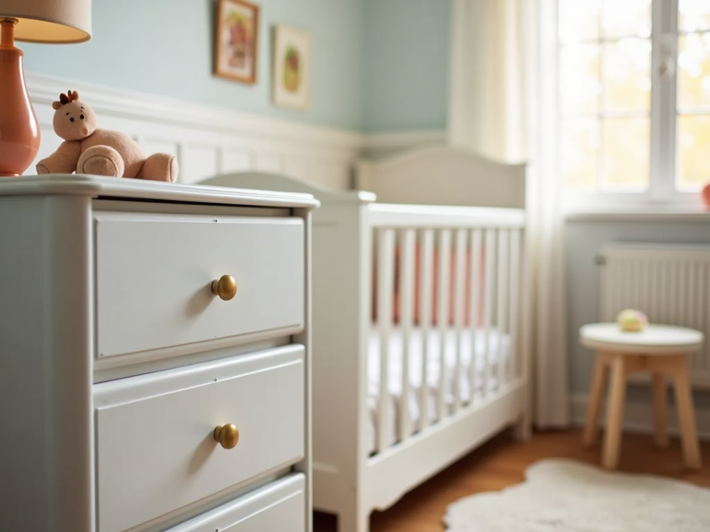 Childproofed nursery with safe nightstand
