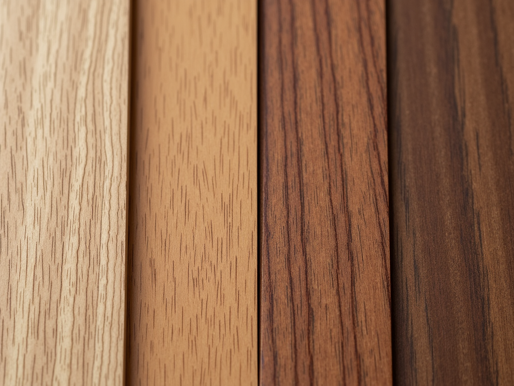 Different wood types used in furniture.