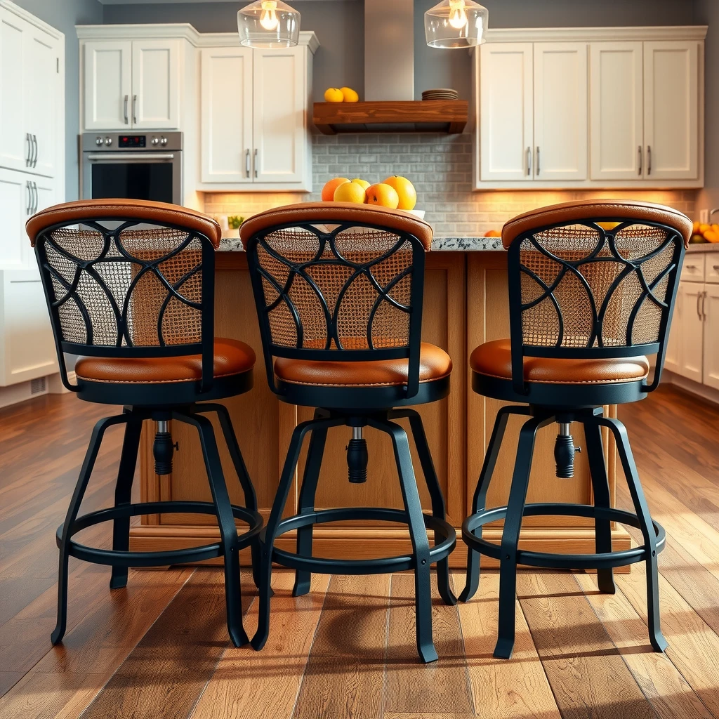 Bar stools around a kitchen island