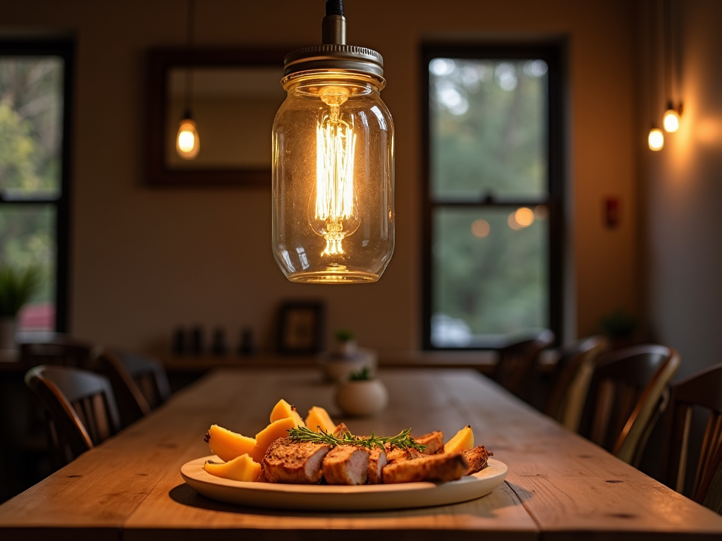 Completed mason jar pendant light