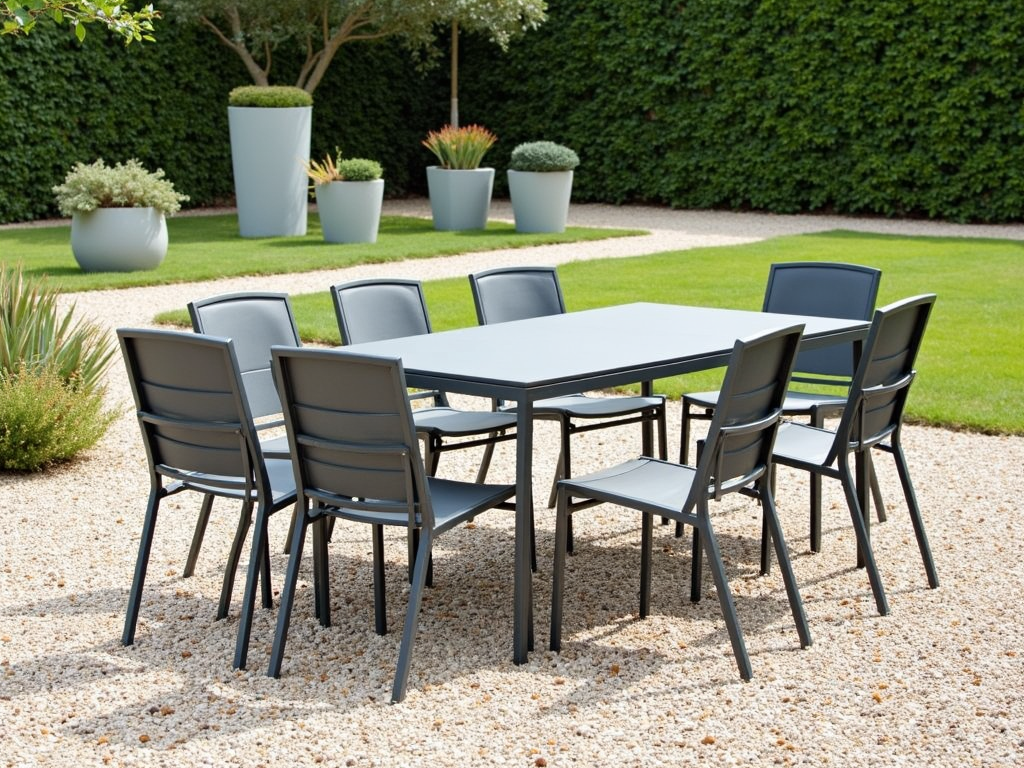 Multifunctional patio furniture in a modern garden