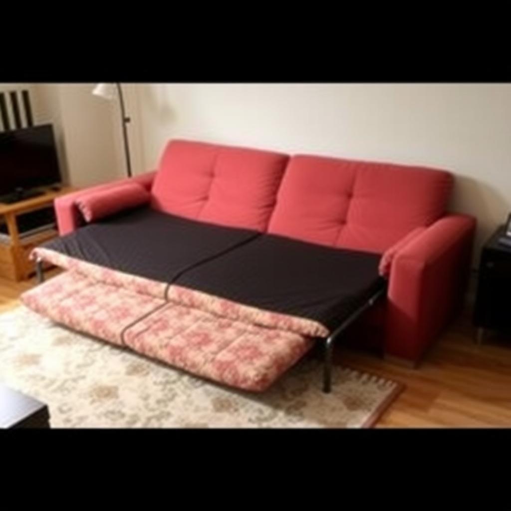 Tri-fold futon conversion process.