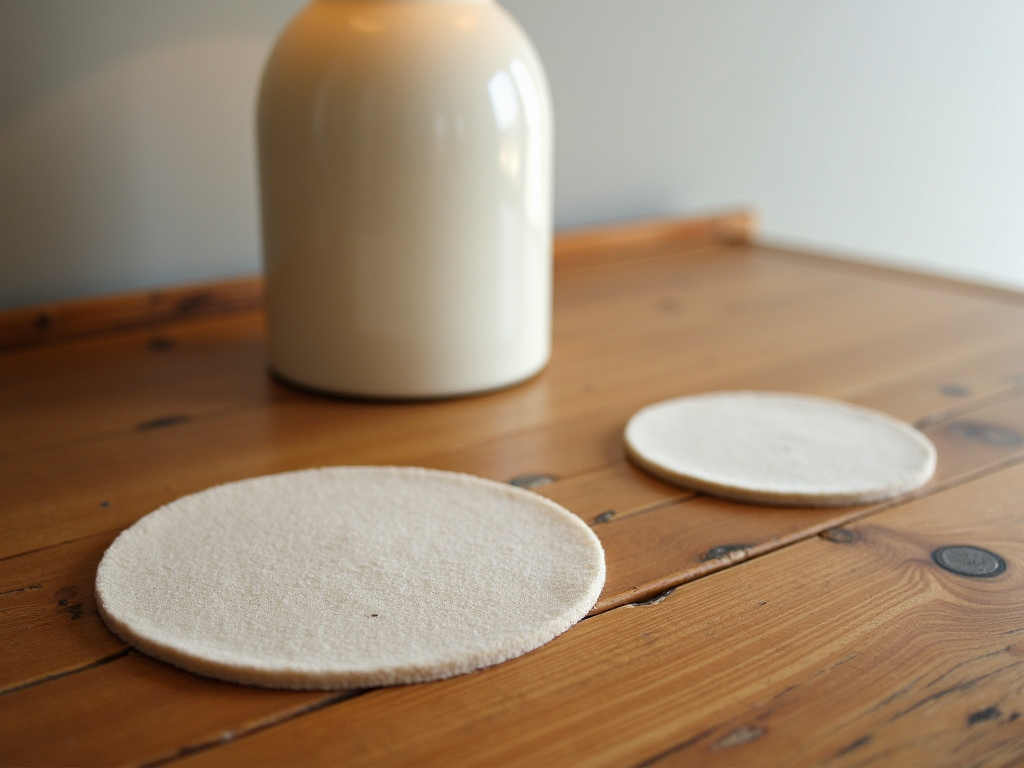 Felt pads protecting a wooden table.