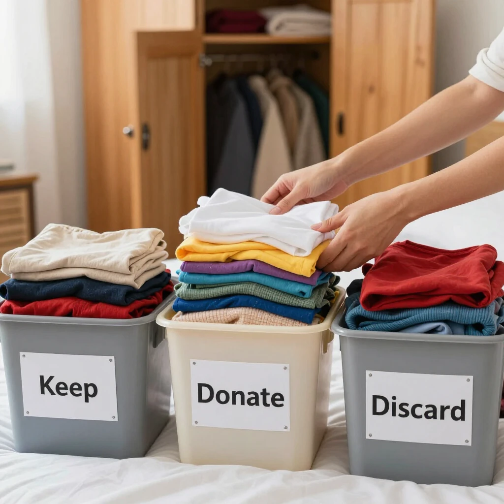 Sorting clothes during declutter