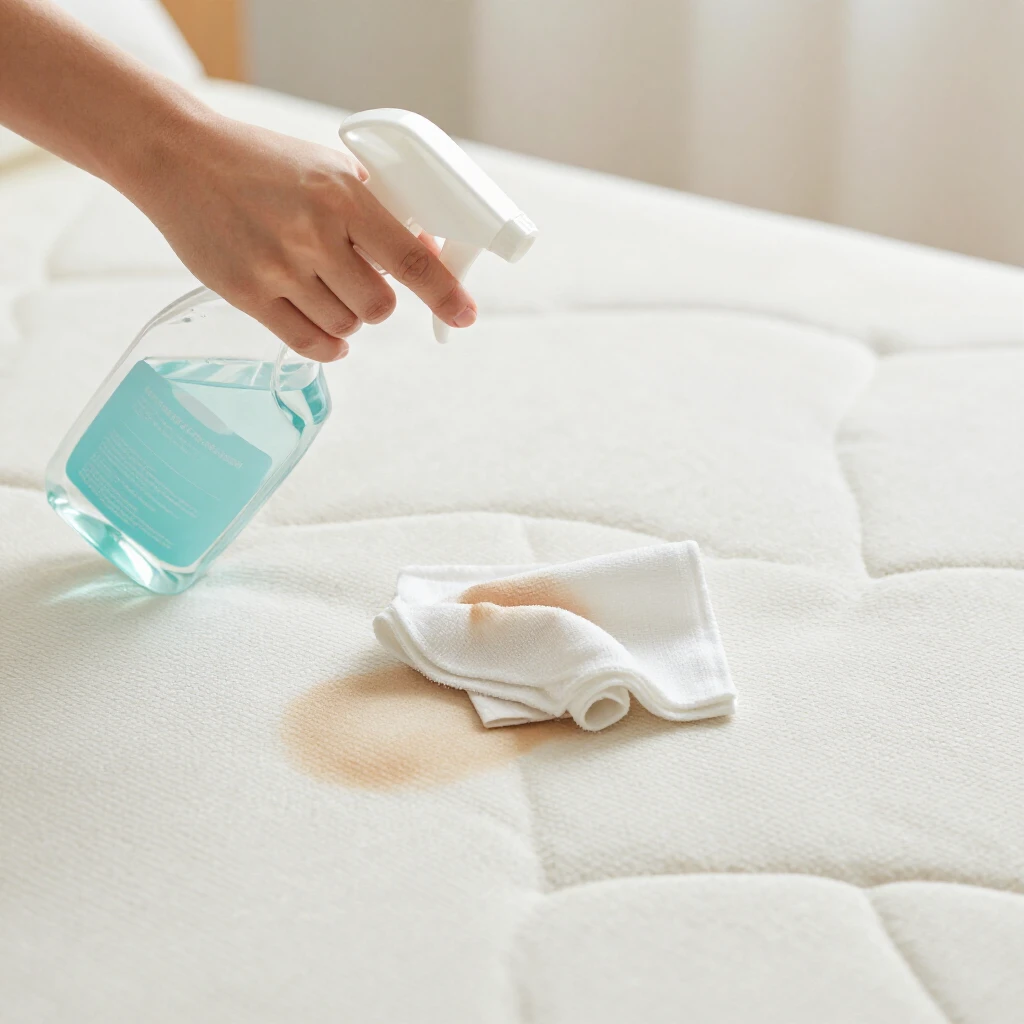Spot cleaning a stain on a futon mattress