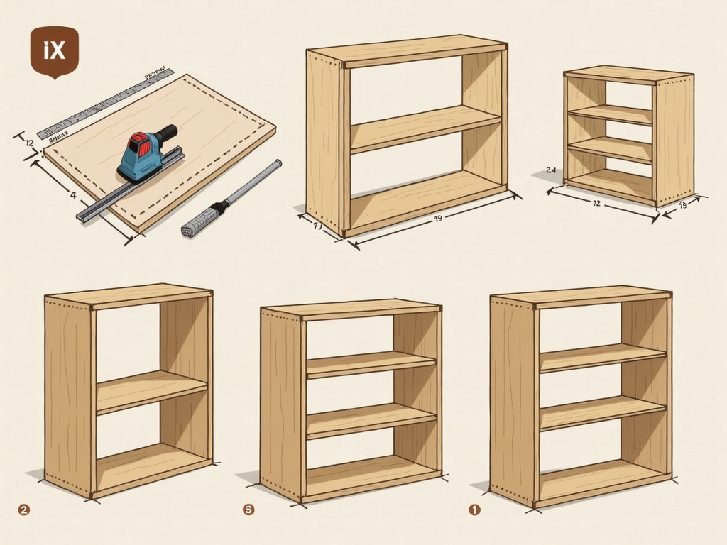 DIY bookshelf project steps