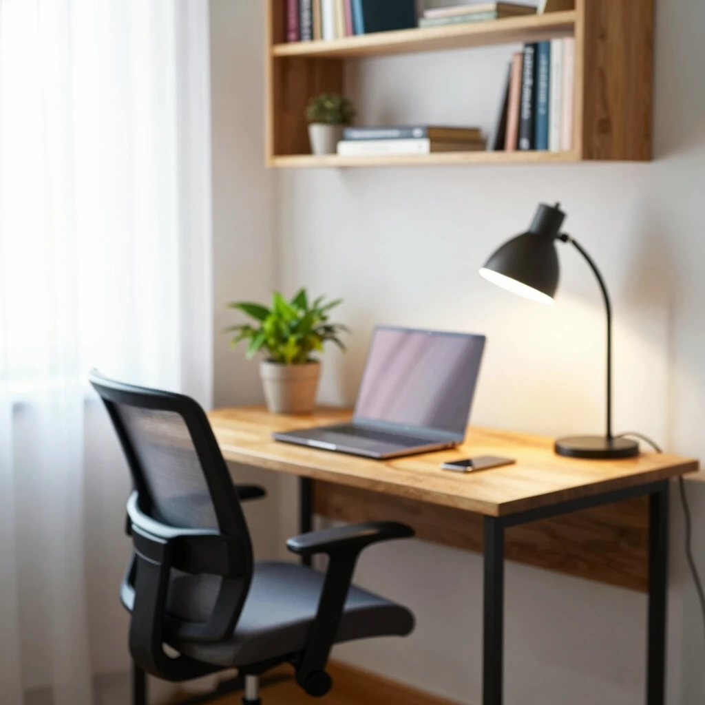Cozy small home office setup maximizing space