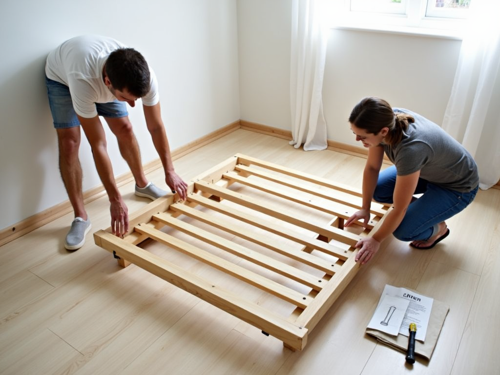 Easy assembly of a futon, showcasing the simplicity of the process.