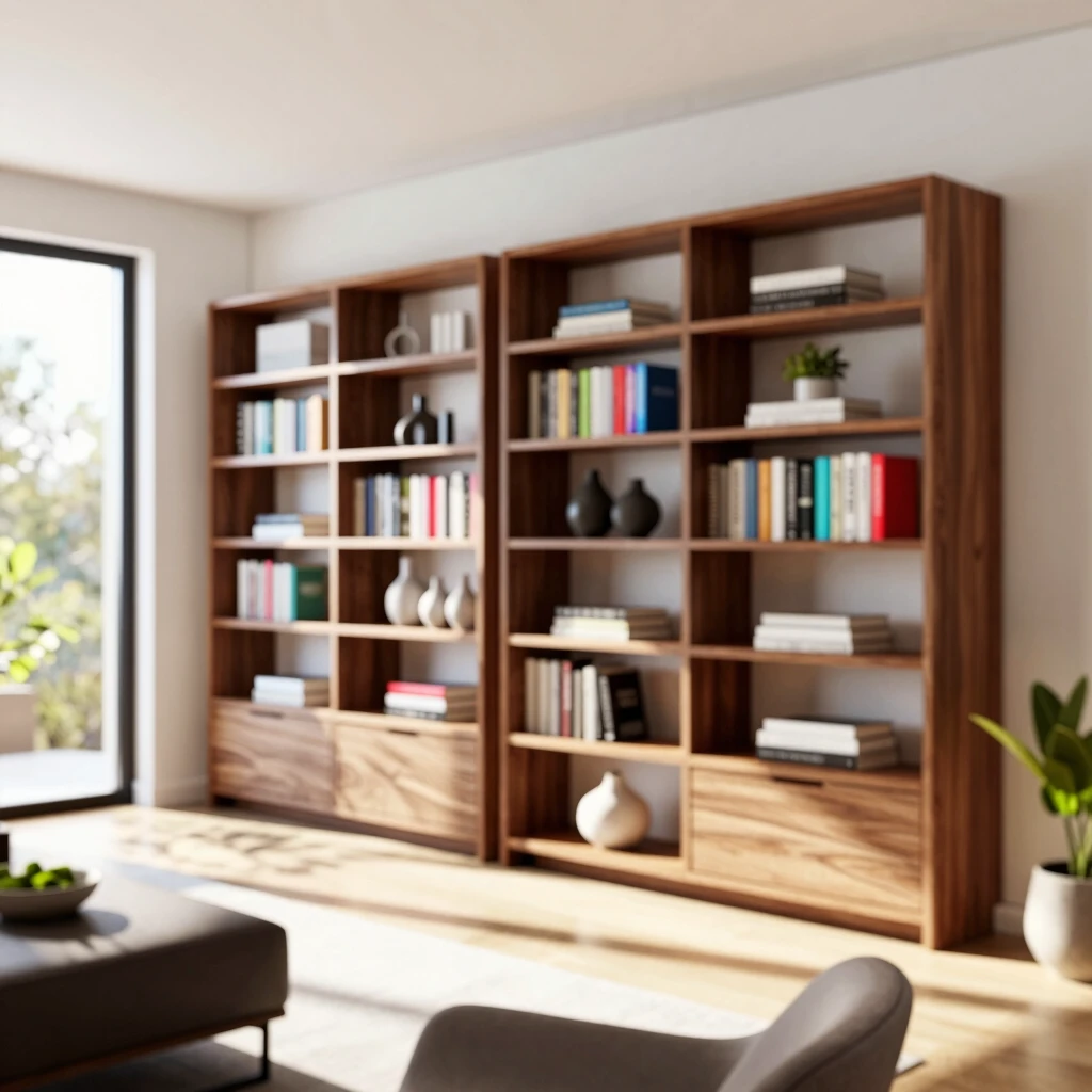 Modern bookshelf design in a living room