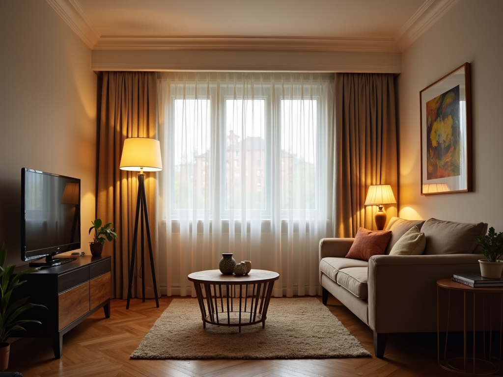 Layered lighting in a small living room