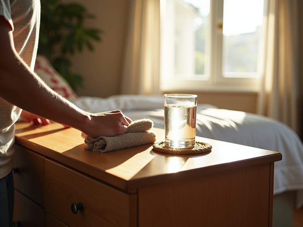 Dusting furniture and using coasters