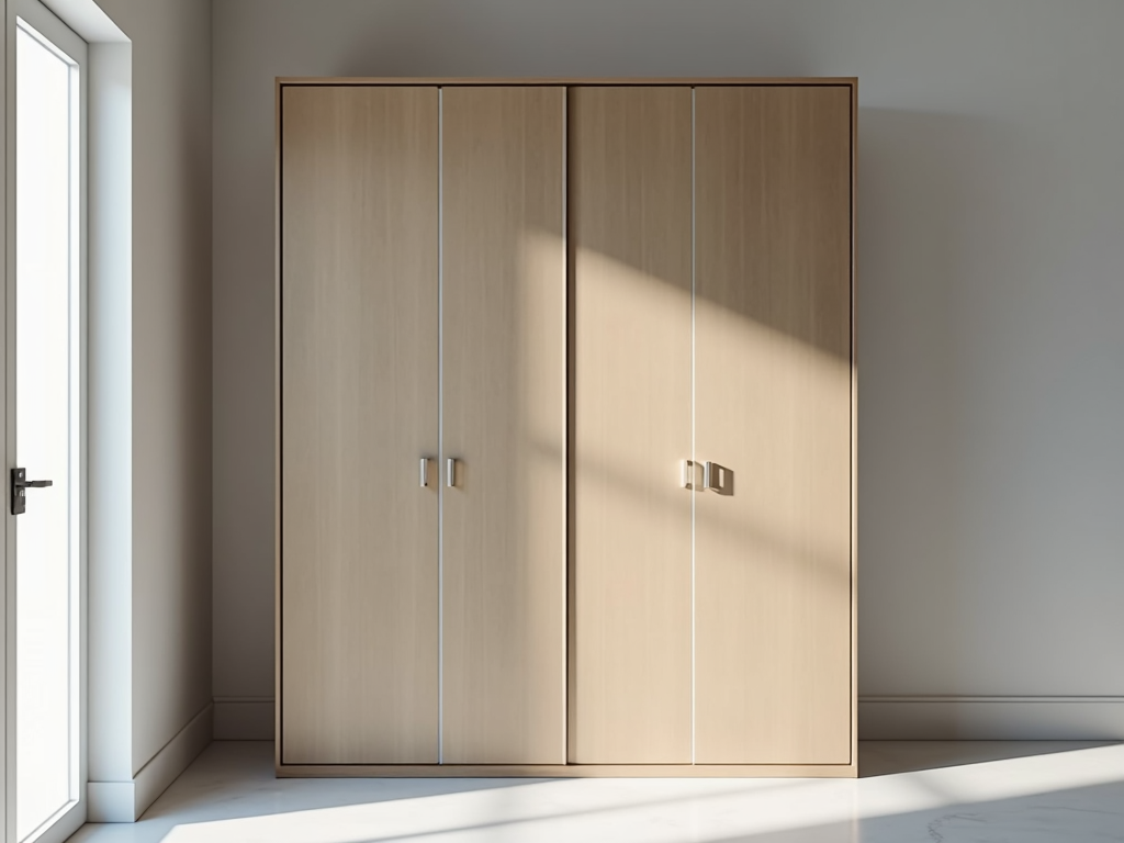 A modern armoire with a sleek, minimalist design