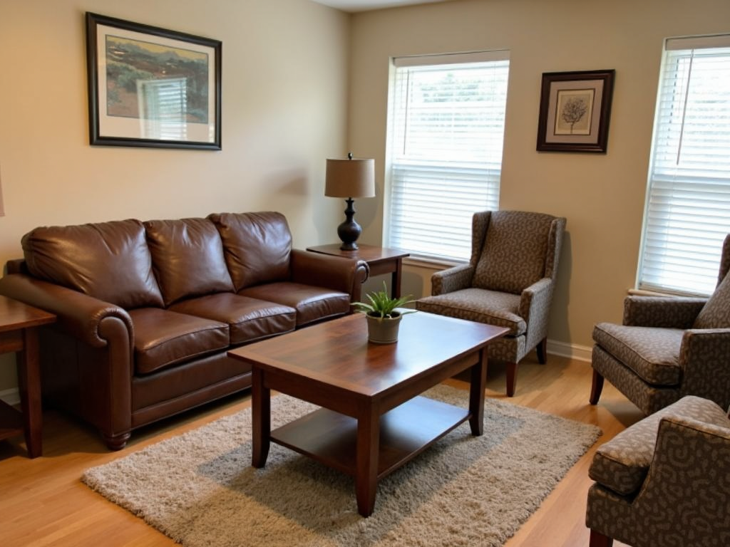 A well-maintained living room with various types of furniture