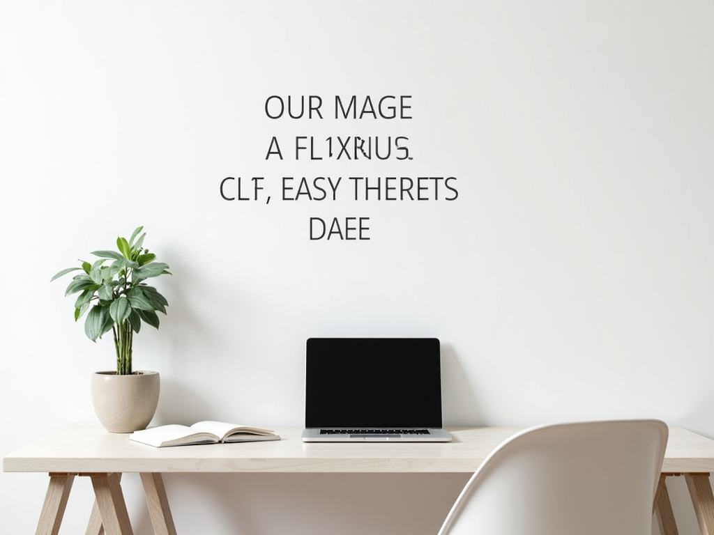 A minimalist home office desk with a laptop and plant.