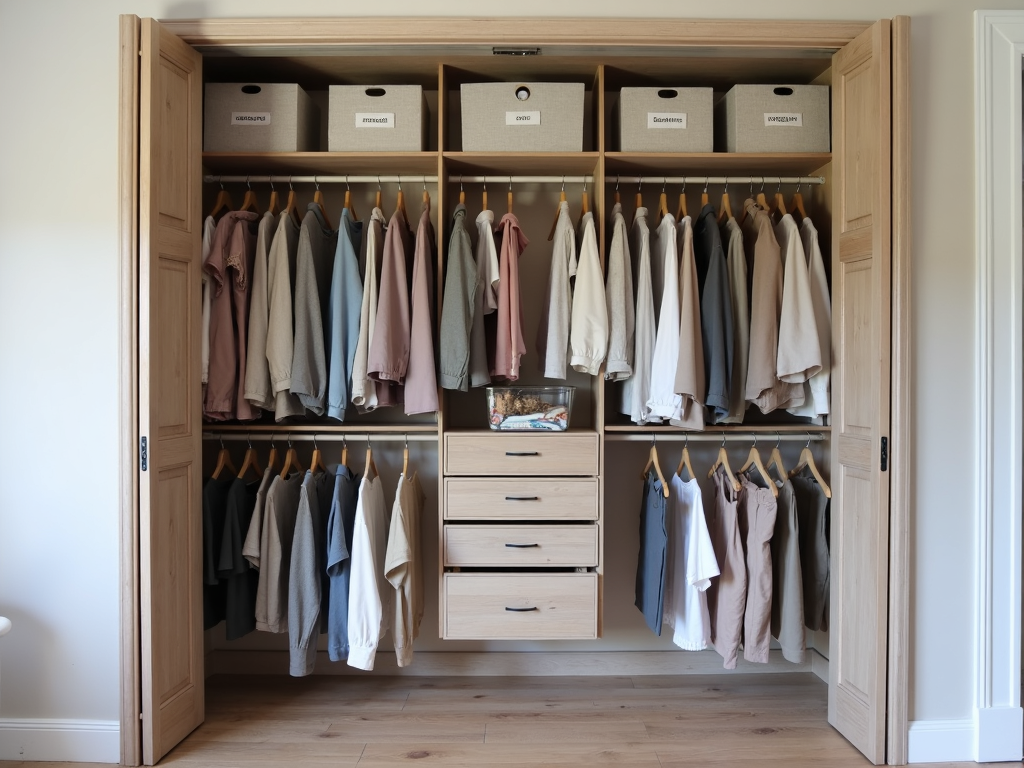 Organized bedroom closet
