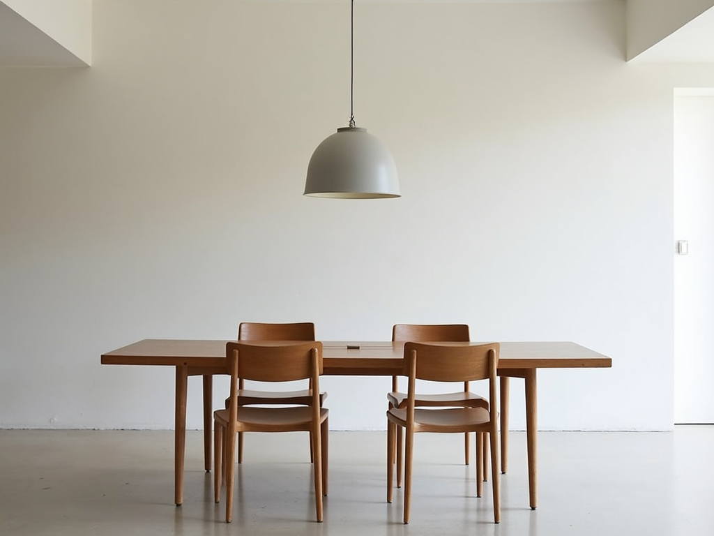 Minimalist dining area with table and chairs