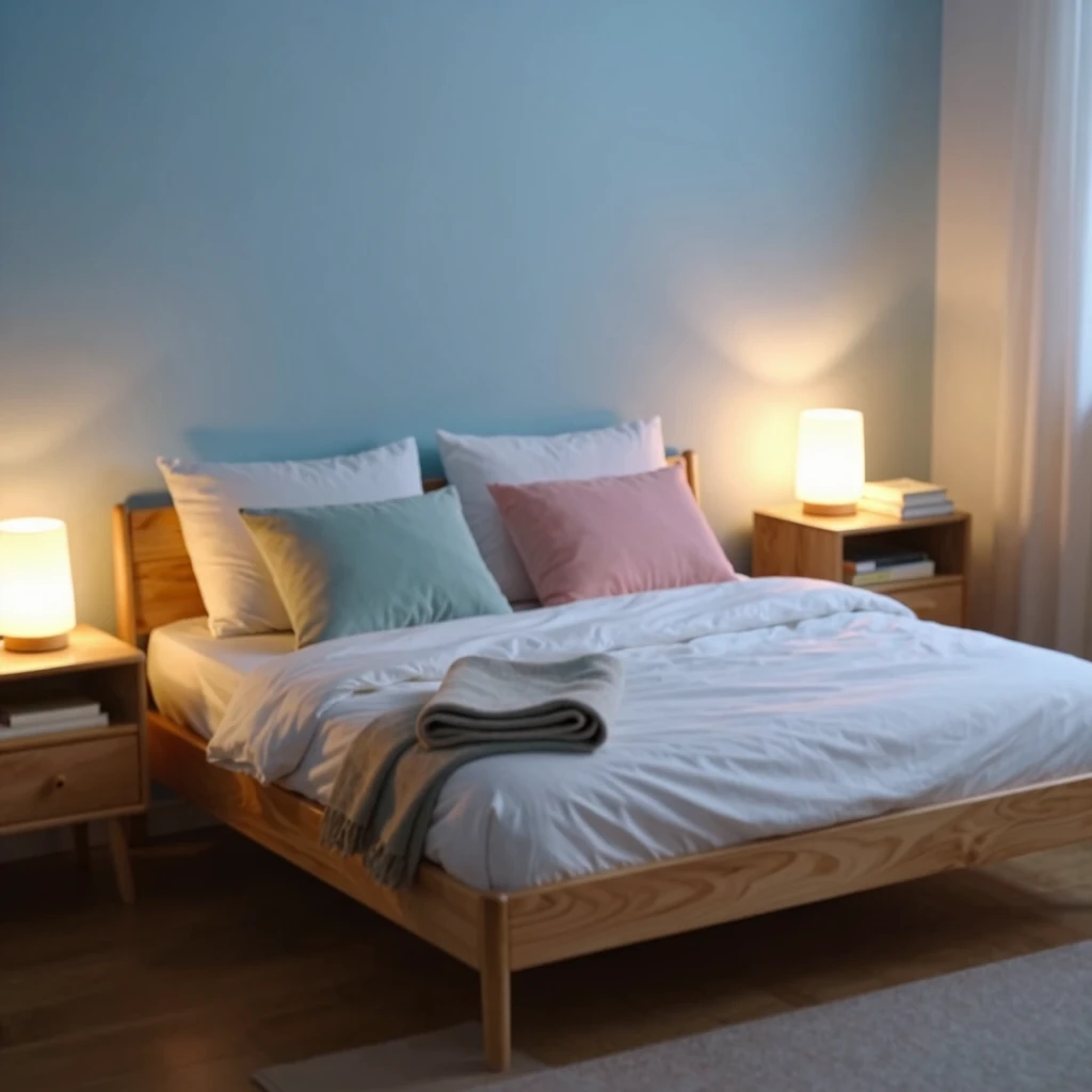 Cozy futon bed setup in a small bedroom