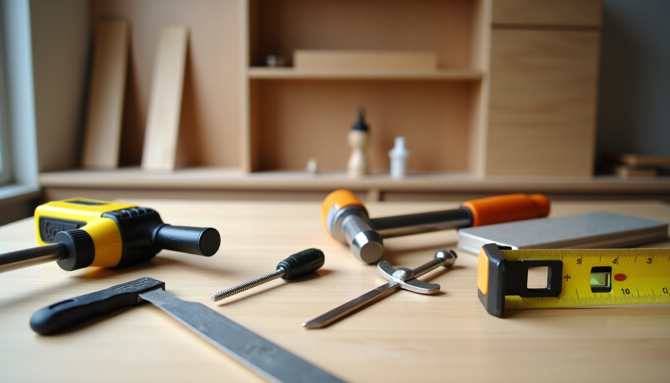 Organized workspace for cabinet assembly