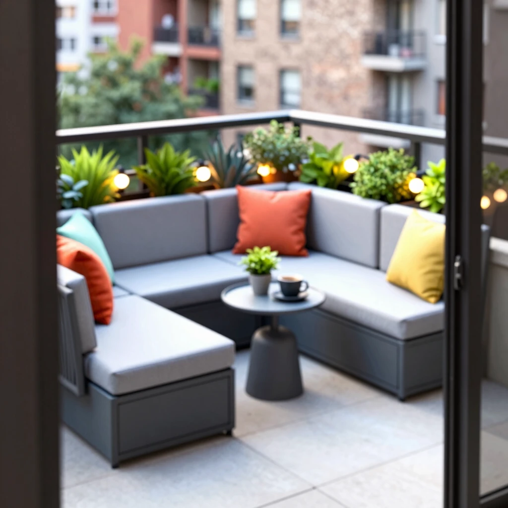 Compact modular seating maximizing space on a small balcony