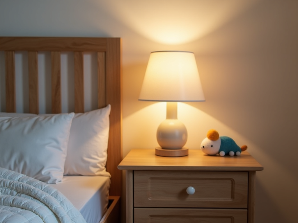A safe nightstand in a cozy nursery setting.