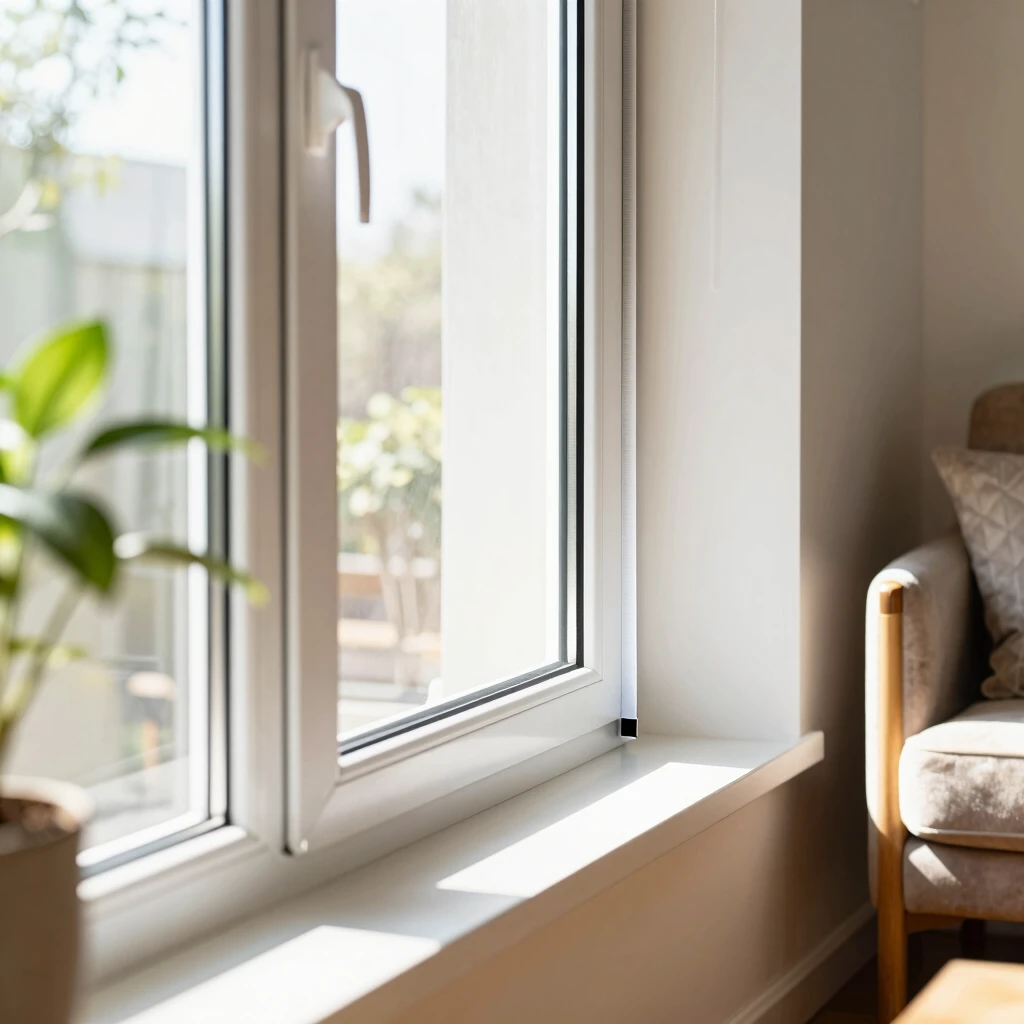 Insulated window in a sunny living room