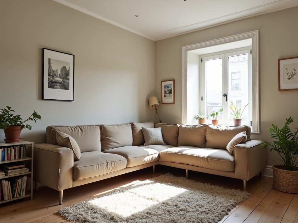 A modular sofa and cabinet tailored to a unique living room