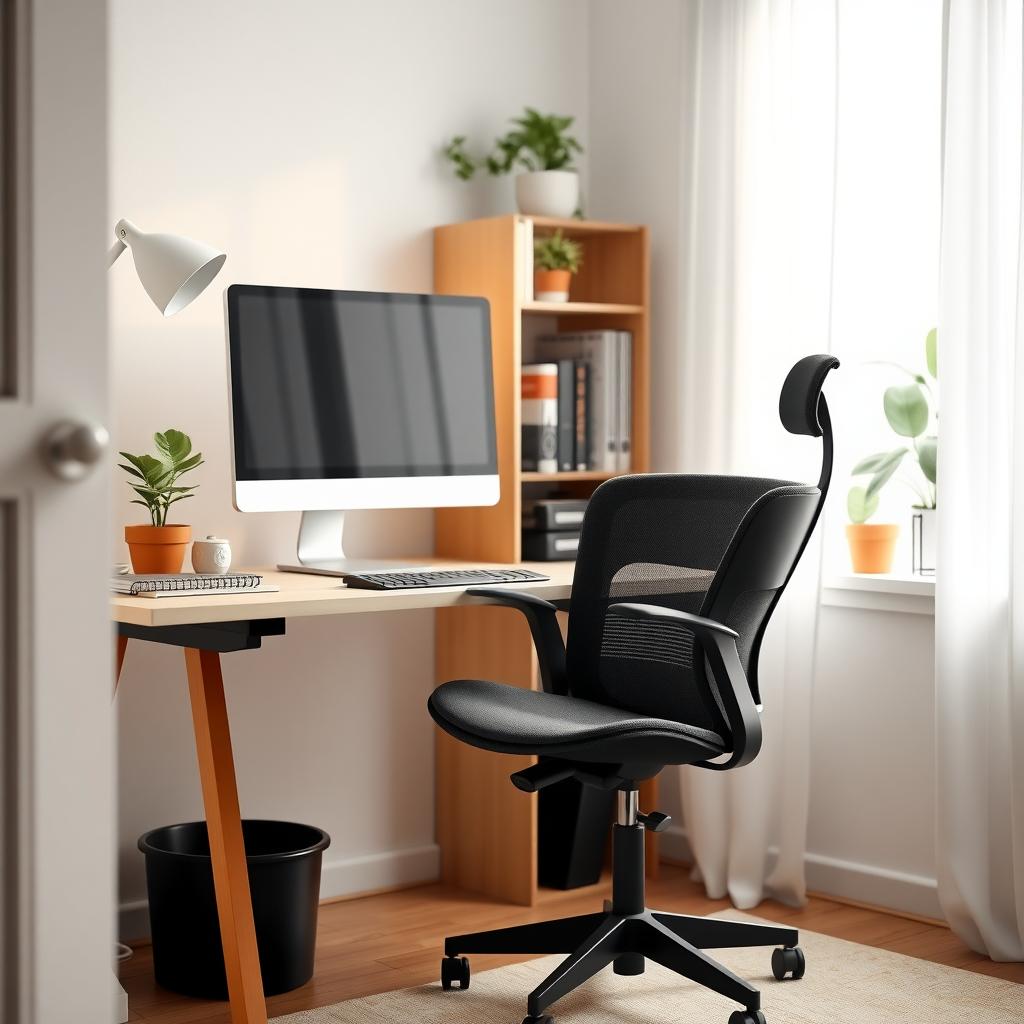 Steelcase Leap V2 chair in a cozy home office with standing desk