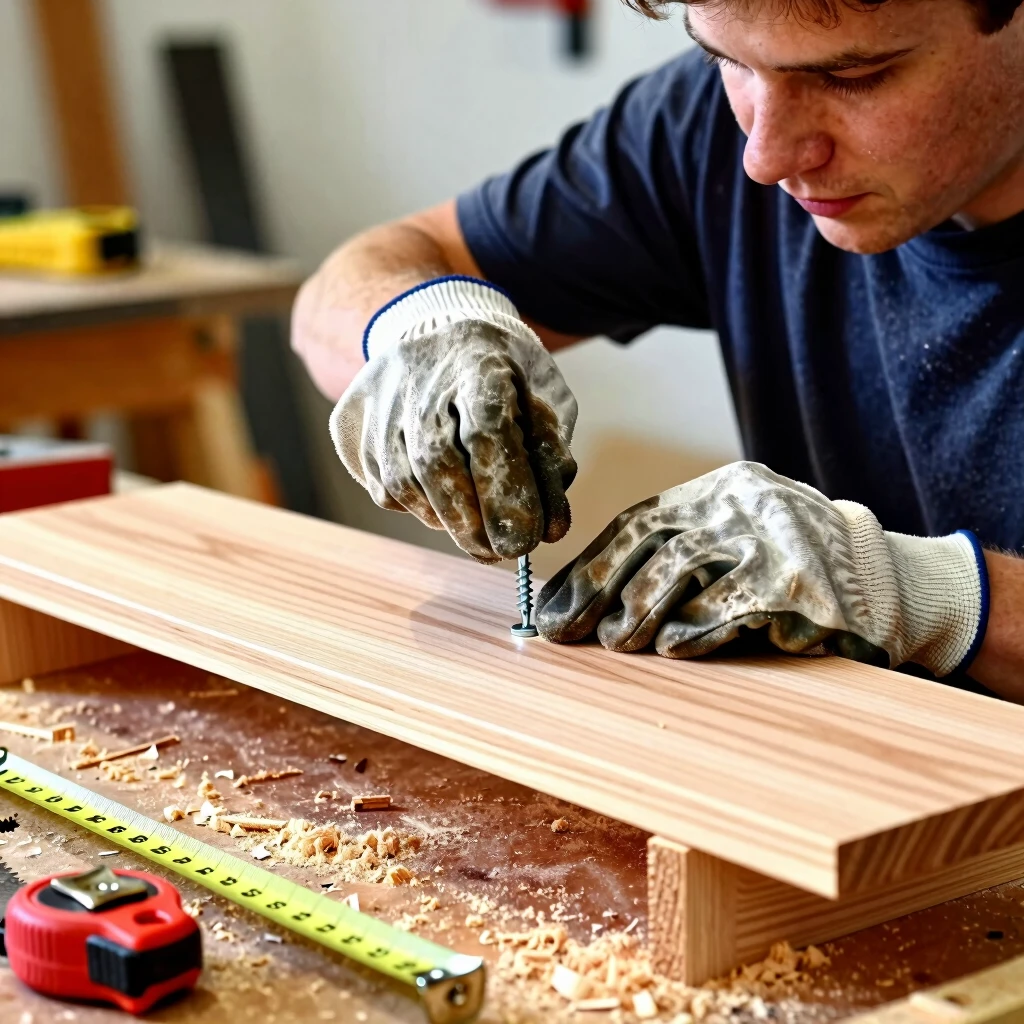 Assembling a simple DIY wooden wall shelf step by step
