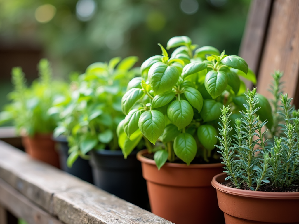 Small herb garden on a patio