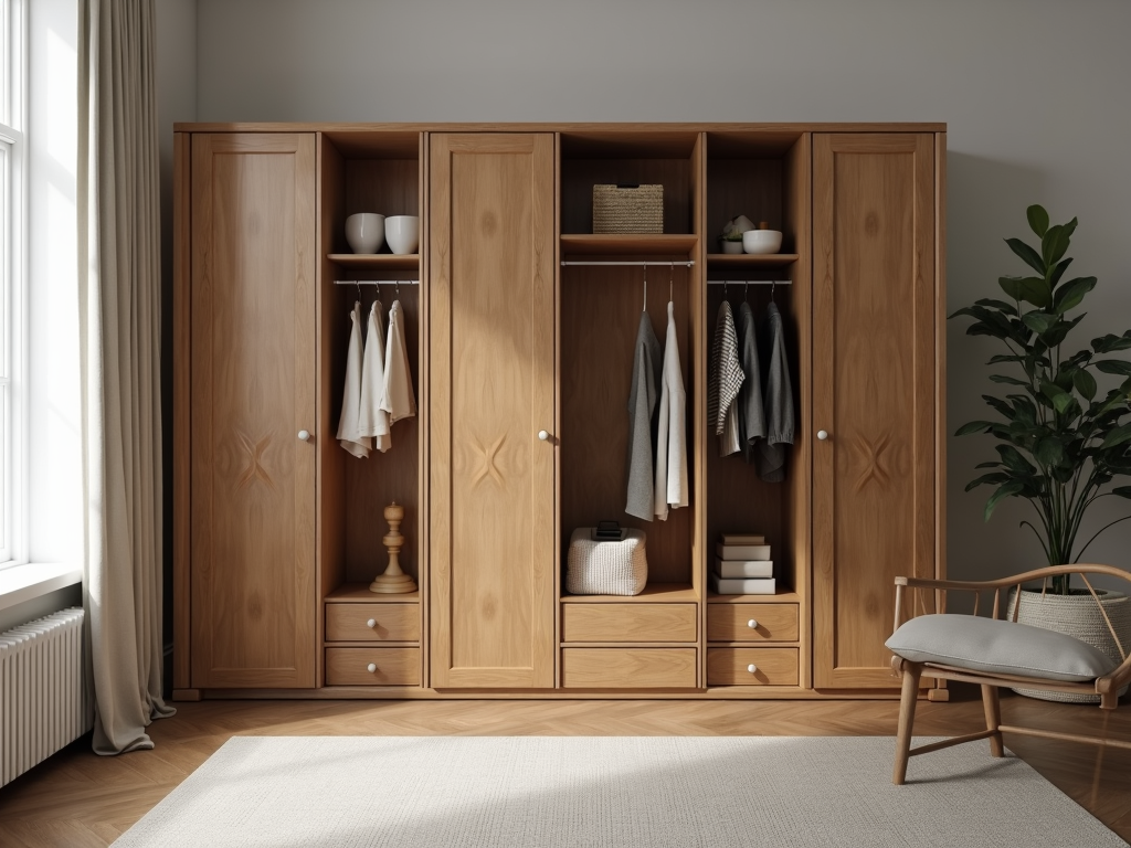 A multifunctional armoire with hidden compartments