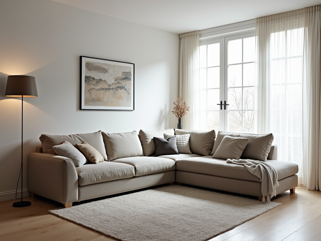 A modular sofa in a living room, showcasing its flexible design.