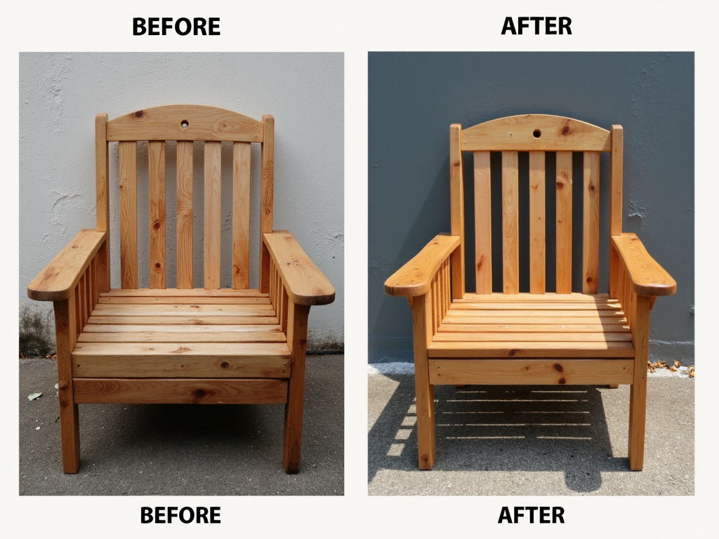 Before-and-after images of eco-friendly patio furniture demonstrating durability.
