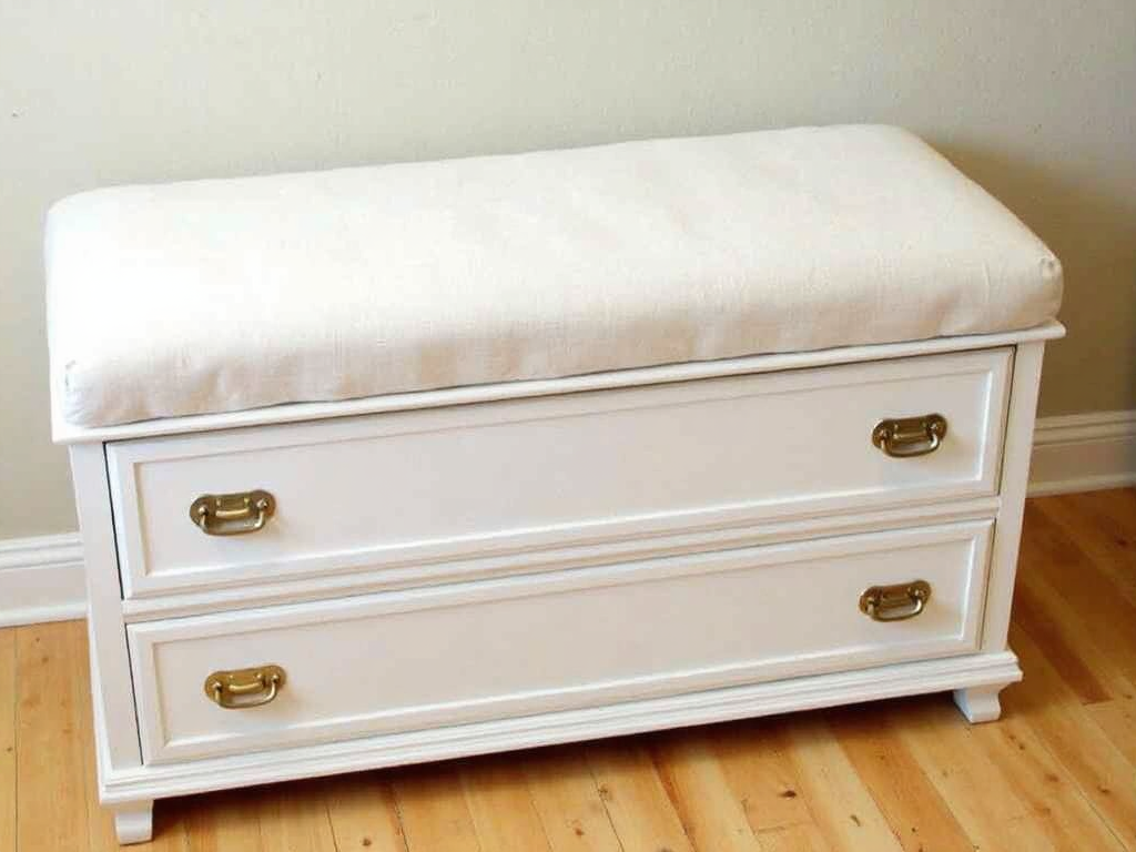 DIY storage bench from an old dresser
