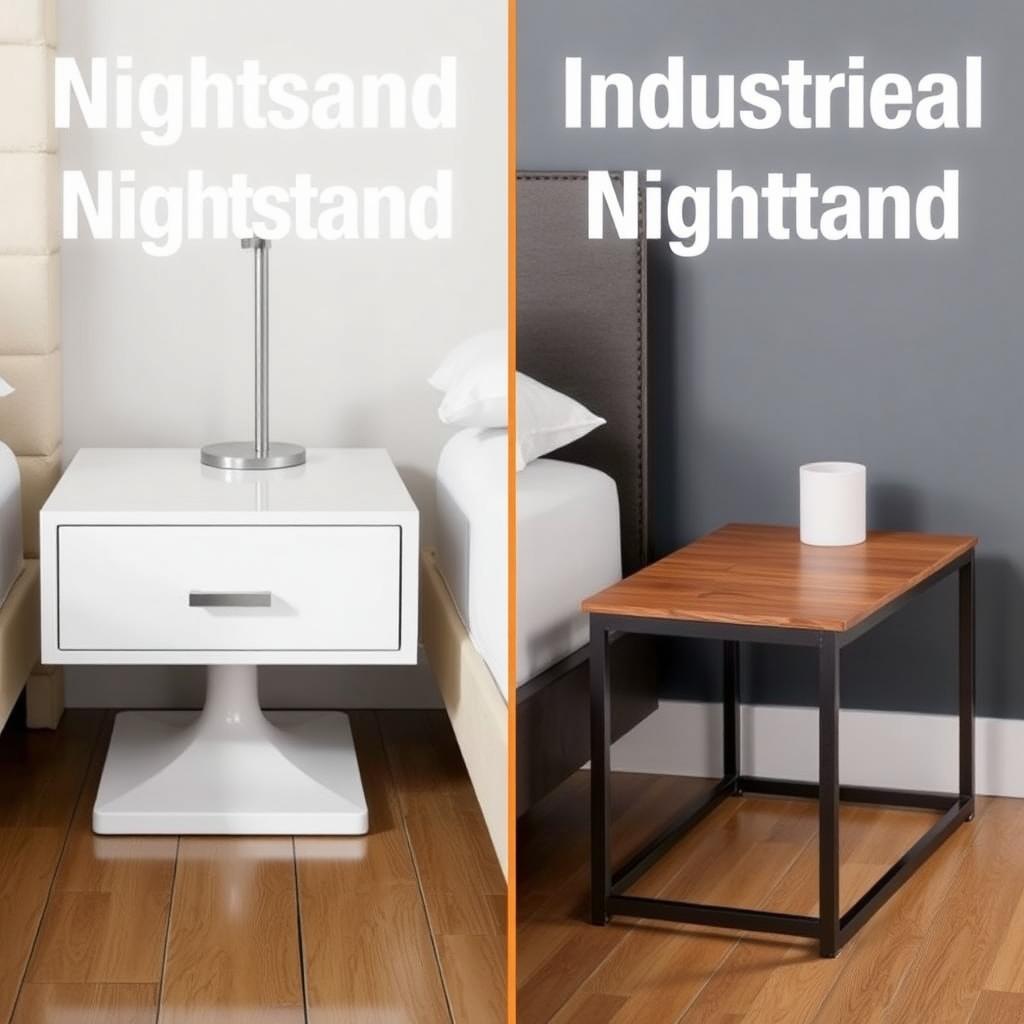 Comparison of modern and industrial nightstands.