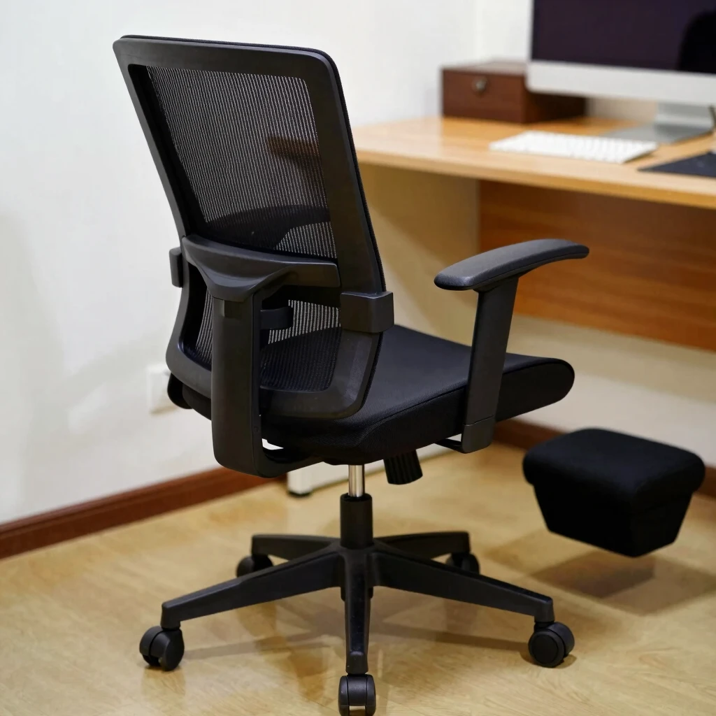 Ergonomic chair with support features in use
