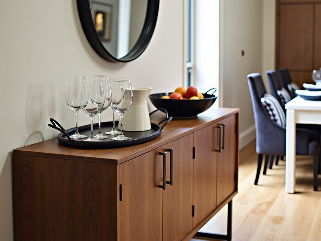 Styled sideboard in a dining room