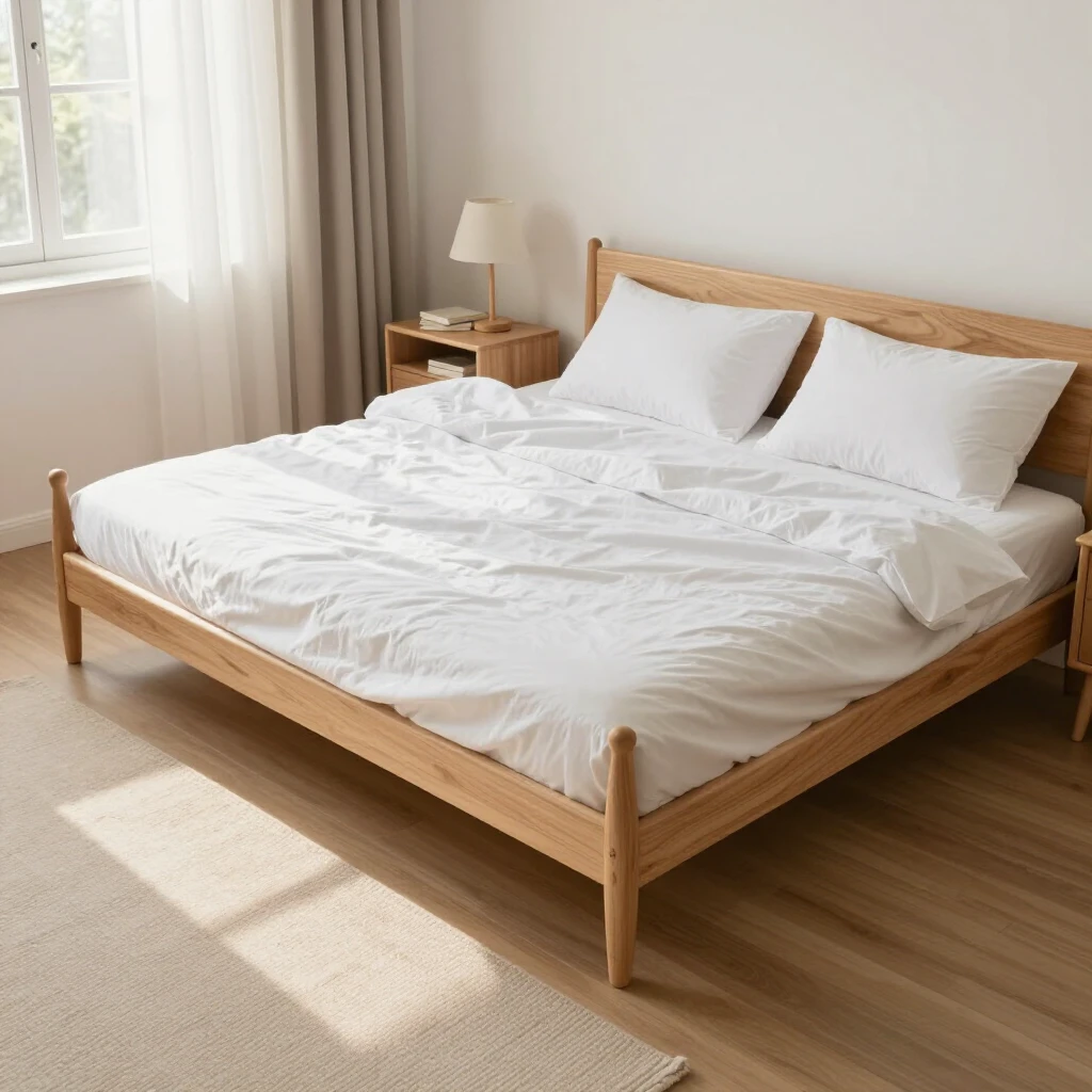 Completed futon setup as a cozy bed in a modern bedroom